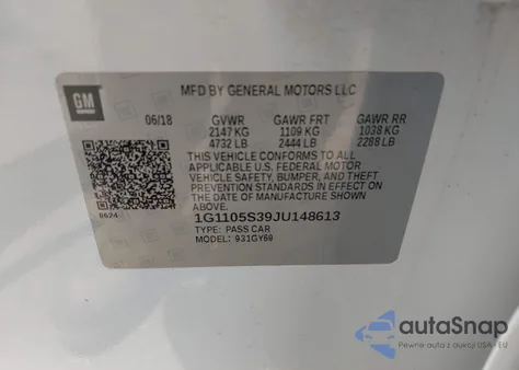 2018 Chevrolet Impala 1Lt z USA, uszkodzony, nr VIN 1G1105S39JU148613